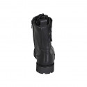 Bottines pour femmes à lacets avec fermeture éclair et velcro en cuir noir talon 3 - Pointures disponibles:  32, 34, 35, 43, 45, 46
