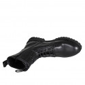 Bottines pour femmes à lacets avec fermeture éclair et velcro en cuir noir talon 3 - Pointures disponibles:  32, 34, 35, 43, 45, 46