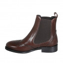Woman's ankle boot in brown leather with elastic bands and wingtip heel 3 - Available sizes:  32, 45