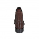 Woman's ankle boot in brown leather with elastic bands and wingtip heel 3 - Available sizes:  32, 45