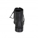 Bottines pour femmes avec lacets, fermeture éclair et bout golf en cuir noir talon 3 - Pointures disponibles:  32, 46