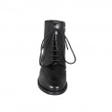 Bottines pour femmes avec lacets, fermeture éclair et bout golf en cuir noir talon 3 - Pointures disponibles:  32, 46