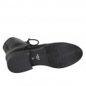 Bottines pour femmes avec lacets, fermeture éclair et bout golf en cuir noir talon 3 - Pointures disponibles:  32, 46