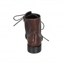 Woman's laced ankle boot with zipper and wingtip in brown leather heel 3 - Available sizes:  35, 45, 47