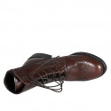 Woman's laced ankle boot with zipper and wingtip in brown leather heel 3 - Available sizes:  35, 45, 47