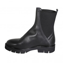 Botines con elasticos para mujer en piel negra tacon 3 - Tallas disponibles:  33, 44, 45 2