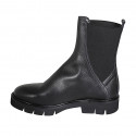 Woman's ankle boot with elastic bands in black leather heel 3 - Available sizes:  32, 33, 44, 45