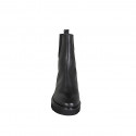 Woman's ankle boot with elastic bands in black leather heel 3 - Available sizes:  32, 33, 44, 45