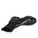 Woman's ankle boot with elastic bands in black leather heel 3 - Available sizes:  32, 33, 44, 45