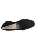 Mocassin pour femmes avec accessoire en daim noir talon 4 - Pointures disponibles:  33, 34, 42, 44, 45