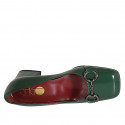 Décolleté da donna con accessorio in vernice verde tacco 5 - Misure disponibili: 42