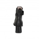 Woman's ankle boot with zipper, elastic band and accessory in black leather with heel 5 - Available sizes:  32