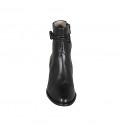 Woman's ankle boot with zipper, elastic band and accessory in black leather with heel 5 - Available sizes:  32