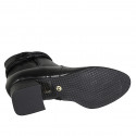 Woman's ankle boot with zipper, elastic band and accessory in black leather with heel 5 - Available sizes:  32
