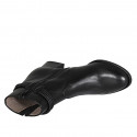 Woman's ankle boot with zipper, elastic band and accessory in black leather with heel 5 - Available sizes:  32