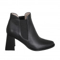 Woman's pointy ankle boot with elastic bands in black leather heel 7 - Available sizes:  46