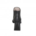 Woman's pointy ankle boot with elastic bands in black leather heel 7 - Available sizes:  46