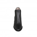 Woman's pointy ankle boot with elastic bands in black leather heel 7 - Available sizes:  46