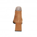 Woman's pointy ankle boot with elastic band in cognac brown suede heel 7 - Available sizes:  33, 34, 42, 43, 44, 45, 46