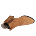 Woman's pointy ankle boot with elastic band in cognac brown suede heel 7 - Available sizes:  33, 34, 42, 43, 44, 45, 46