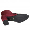 Woman's ankle boot in maroon suede with zipper and accessory heel 7 - Available sizes:  42, 43, 44