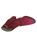 Woman's ankle boot in maroon suede with zipper and accessory heel 7 - Available sizes:  42, 43, 44