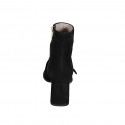 Woman's ankle boot with zipper and accessory in black suede with heel 7 - Available sizes:  32, 33, 34, 43, 44, 45, 46