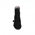 Woman's ankle boot with zipper and accessory in black suede with heel 7 - Available sizes:  32, 33, 34, 43, 44, 45, 46