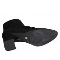 Woman's ankle boot with zipper and accessory in black suede with heel 7 - Available sizes:  32, 33, 34, 43, 44, 45, 46