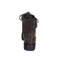 Woman's laced ankle boot with zipper and double buckle in maroon brush-off leather heel 3 - Available sizes:  43, 44