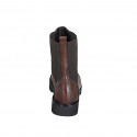 Woman's ankle boot with elastic bands in brown leather heel 3 - Available sizes:  44, 45