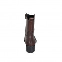 Woman's high Texan ankle boot in brown leather with zipper heel 4 - Available sizes:  46