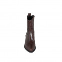 Woman's high Texan ankle boot in brown leather with zipper heel 4 - Available sizes:  46