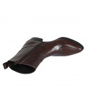 Woman's high Texan ankle boot in brown leather with zipper heel 4 - Available sizes:  46