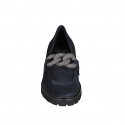 Mocassin pour femmes avec chaîne tressé de couleur argent en daim bleu talon 5 - Pointures disponibles:  43, 44, 45