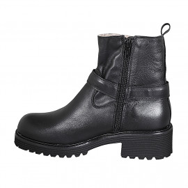 Bottines pour femmes en cuir noir avec fermeture éclair et boucle talon 5 - Pointures disponibles:  42, 43, 45 2