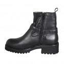 Bottines pour femmes en cuir noir avec fermeture éclair et boucle talon 5 - Pointures disponibles:  33, 42, 43, 45