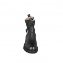 Bottines pour femmes en cuir noir avec fermeture éclair et boucle talon 5 - Pointures disponibles:  33, 42, 43, 45