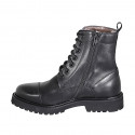 Bottines pour femmes avec lacets, bout droit et fermeture éclair en cuir noir talon 3 - Pointures disponibles:  32, 33, 43, 44