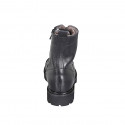 Bottines pour femmes avec lacets, bout droit et fermeture éclair en cuir noir talon 3 - Pointures disponibles:  32, 33, 43, 44