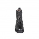 Bottines pour femmes avec lacets, bout droit et fermeture éclair en cuir noir talon 3 - Pointures disponibles:  32, 33, 43, 44