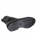 Bottines pour femmes avec lacets, bout droit et fermeture éclair en cuir noir talon 3 - Pointures disponibles:  32, 33, 43, 44