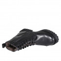 Bottines pour femmes avec lacets, bout droit et fermeture éclair en cuir noir talon 3 - Pointures disponibles:  32, 33, 43, 44