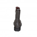 Woman's ankle boot with zipper and elastic band in brown leather heel 3 - Available sizes:  32, 33, 44, 45