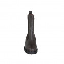 Woman's ankle boot with zipper and elastic band in brown leather heel 3 - Available sizes:  32, 33, 44, 45