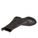 Woman's ankle boot with zipper and elastic band in brown leather heel 3 - Available sizes:  32, 33, 44, 45