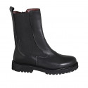 Woman's ankle boot with zipper and elastic band in black leather heel 3 - Available sizes:  33