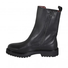 Bottines pour femmes avec fermeture éclair et élastique en cuir noir talon 3 - Pointures disponibles:  33 2