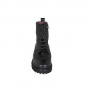 Woman's laced ankle boot with zipper and Brogue wingtip in black leather with heel 3 - Available sizes:  32, 33, 45