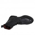 Woman's laced ankle boot with zipper and Brogue wingtip in black leather with heel 3 - Available sizes:  32, 33, 45